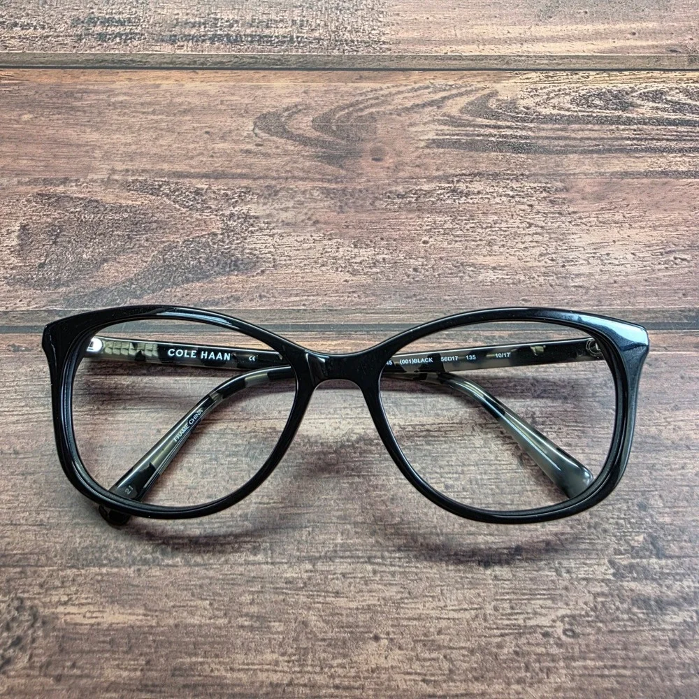 Cole Haan CH7045 Black Cat Eye Eyeglasses Grey Tortoise Temples 56-17-135
